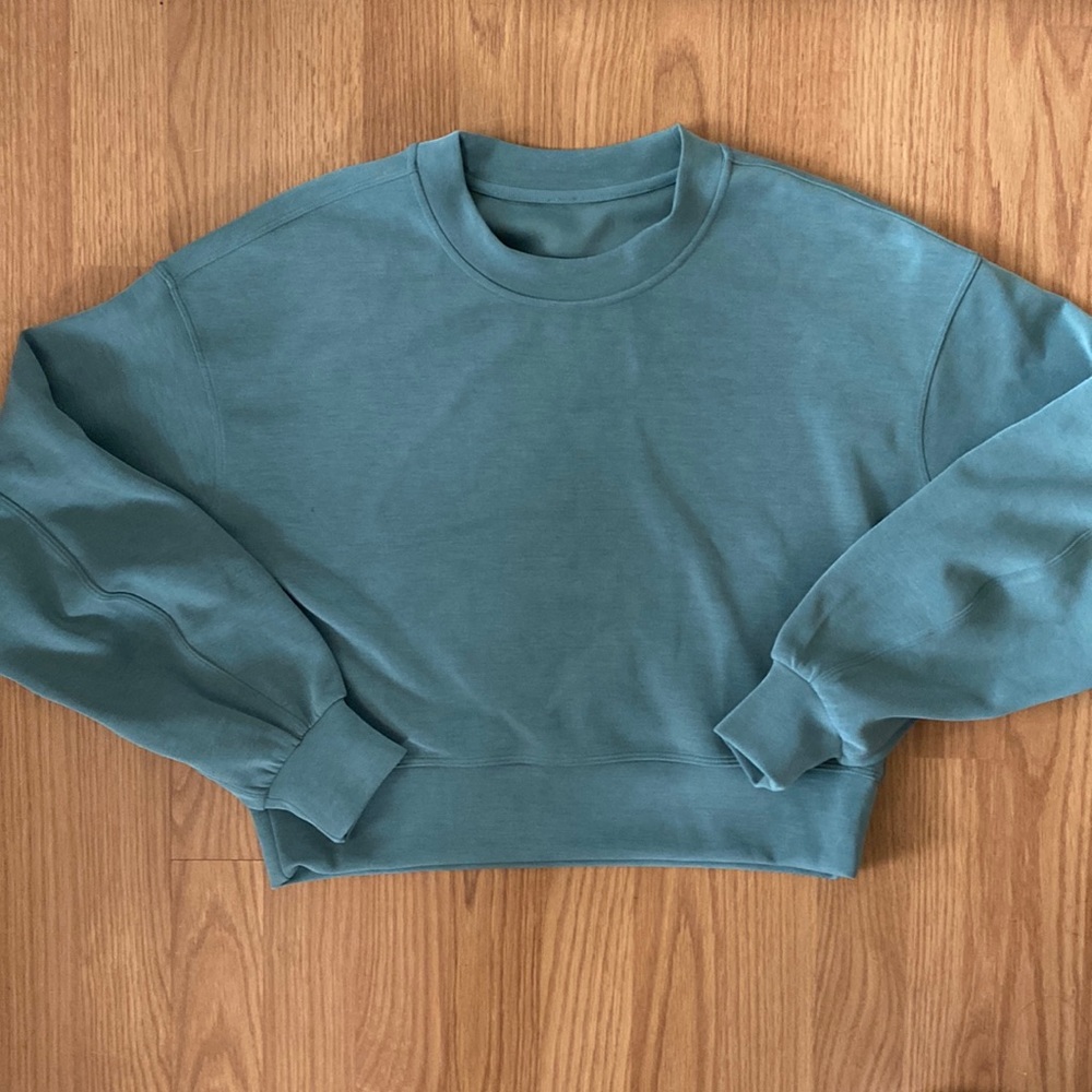❤️ Lululemon Perfectly Oversized Cropped Crew *Softstreme Tidewater Teal Size 2